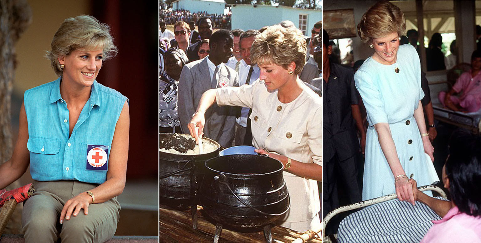 Diana Princess of Wales engaging in humanitarian work, visiting a hospital.