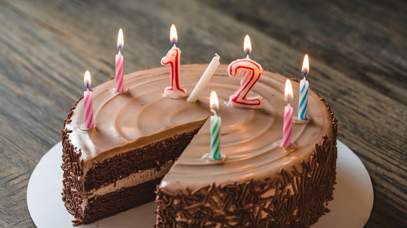 A photo of a half birthday cake with the number "1/2" written in icing on top