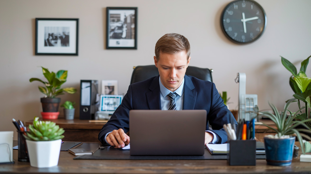 A photo of a professional man working